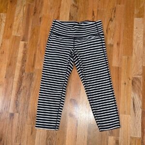 Athleta Black White Striped Leggings Women’s Size Small